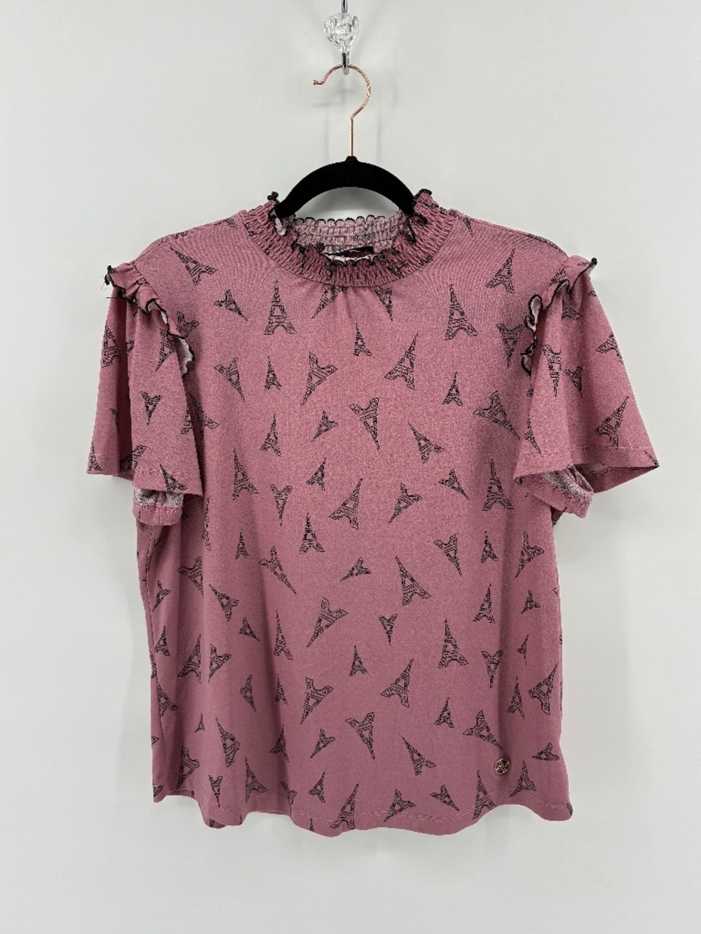 Adrienne Vittadini Pink Eiffel Tower Print Blouse